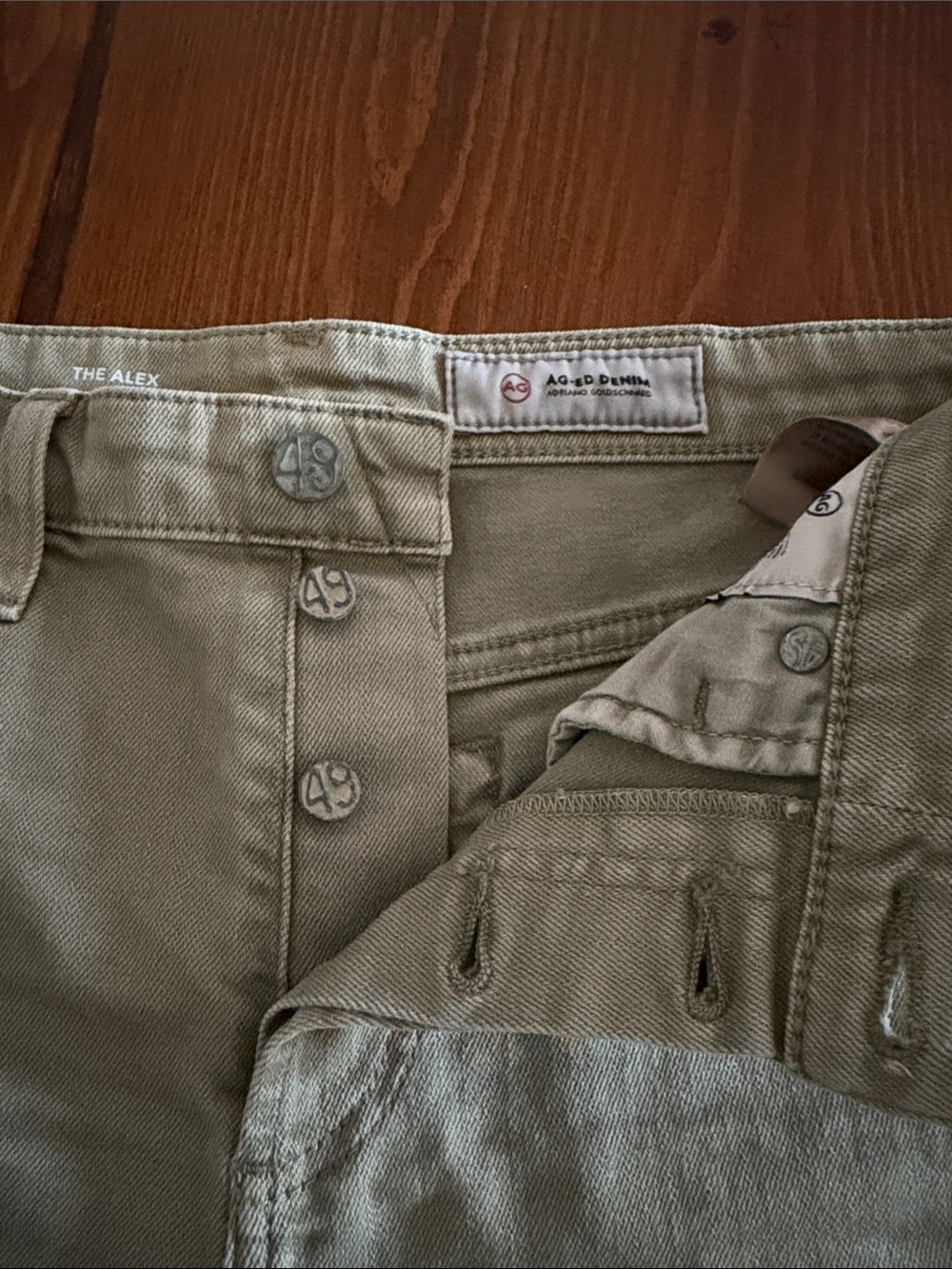 AG Adriano Goldschmied High-Rise Cuffed Jean Shorts in Khaki Brown - Picture 9 of 12